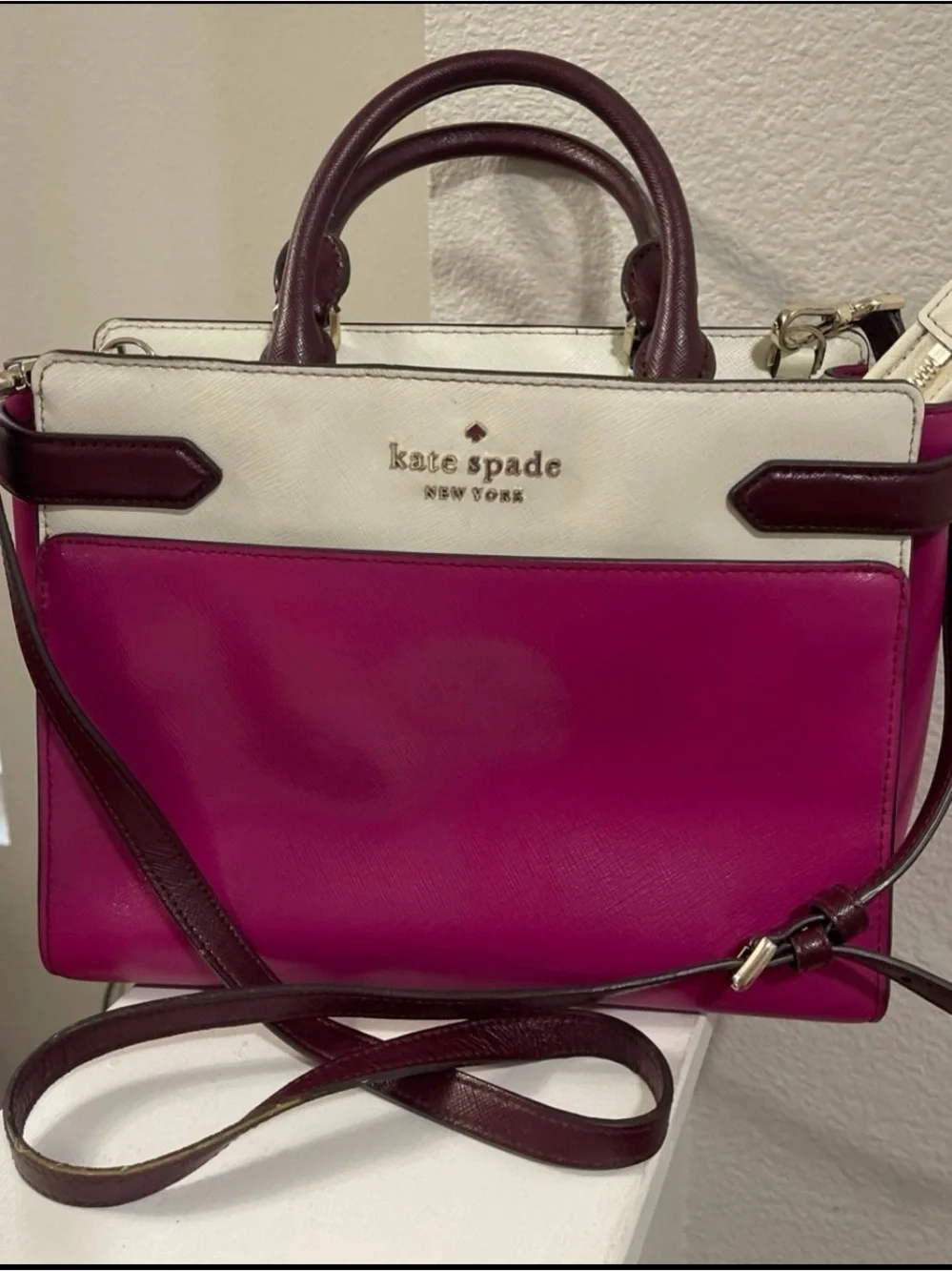 The Kate Spade New York Staci Satchel Colorblock Small Pink Crossbody